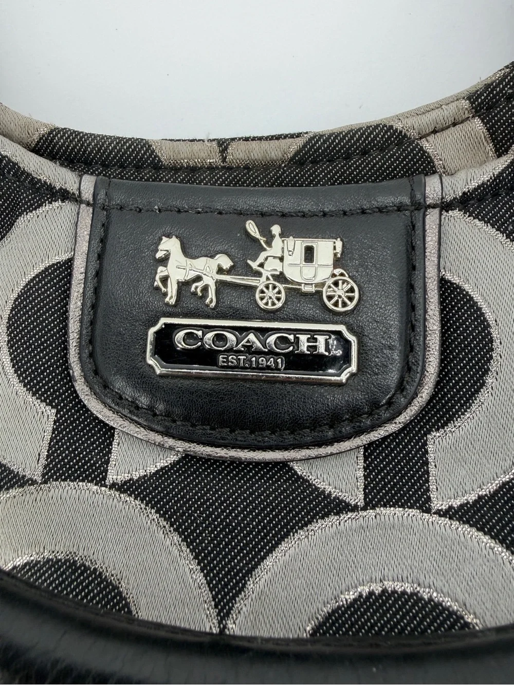 Coach‎ Black and Gray Signature Hobo Bag
